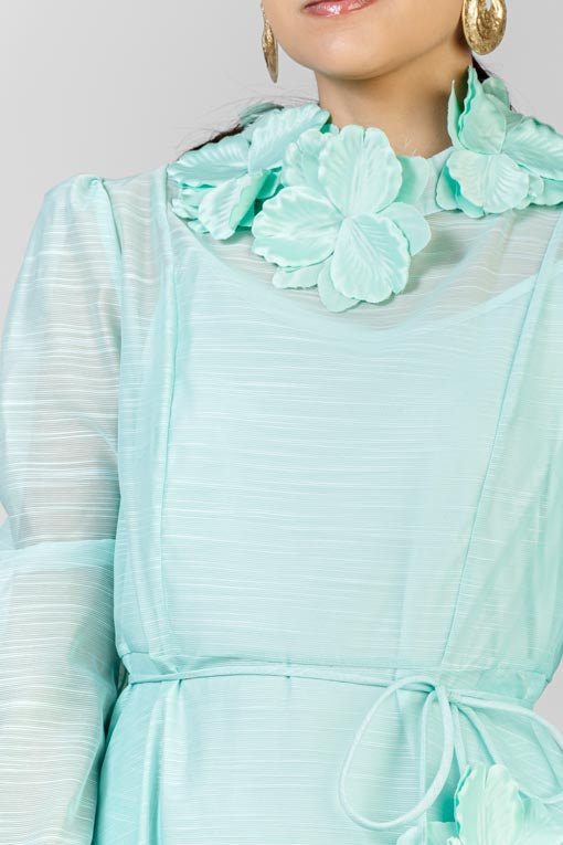 VESTIDO FLORES AQUA