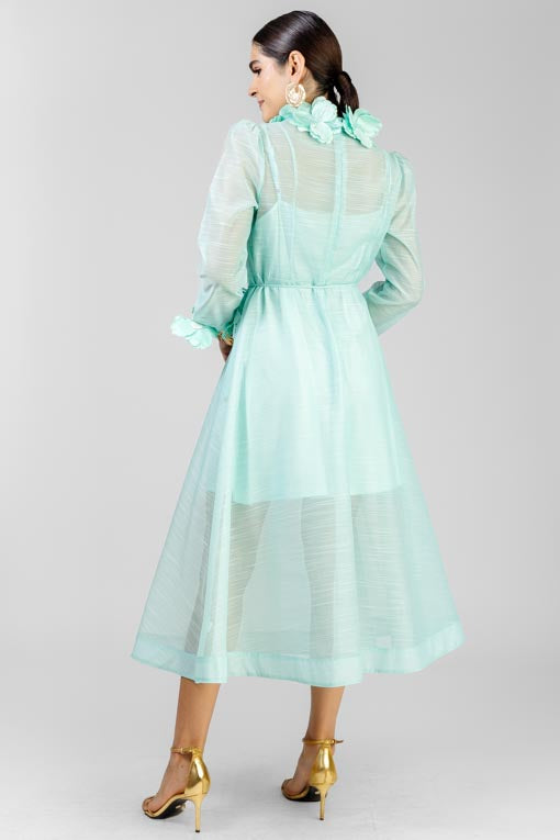 VESTIDO FLORES AQUA