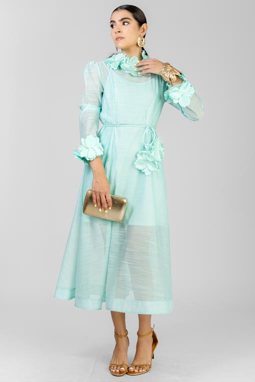 VESTIDO FLORES AQUA