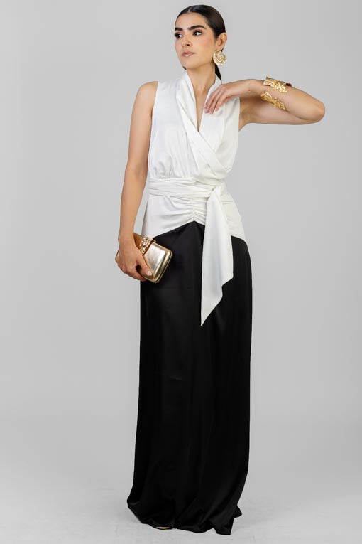 VESTIDO SATIN BICOLOR