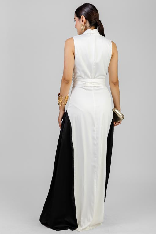 VESTIDO SATIN BICOLOR