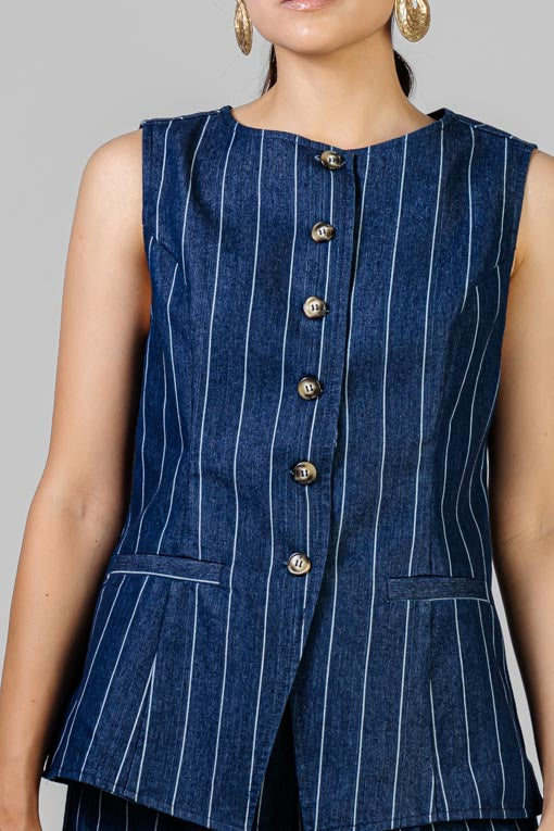 CONJUNTO MEZCLILLA RAYAS