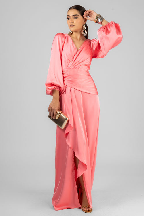 VESTIDO SATIN MANGA LARGA