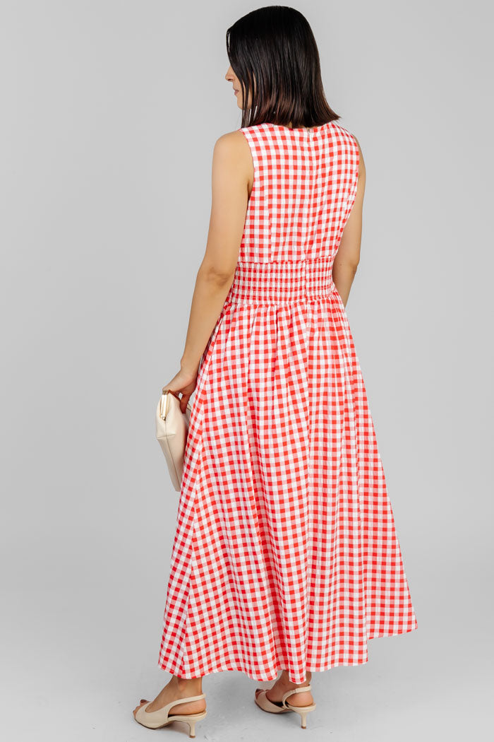 VESTIDO MIDI CUADROS VICHY