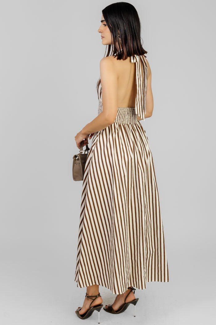 VESTIDO MIDI RAYAS ESCOTE