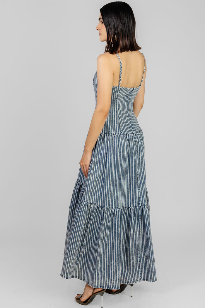 VESTIDO MIDI A RAYAS