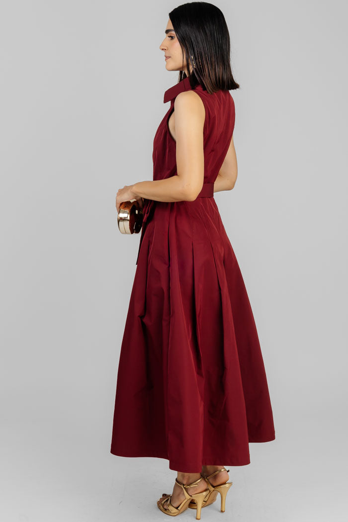 VESTIDO MIDI VINO ESTRUCTURADO