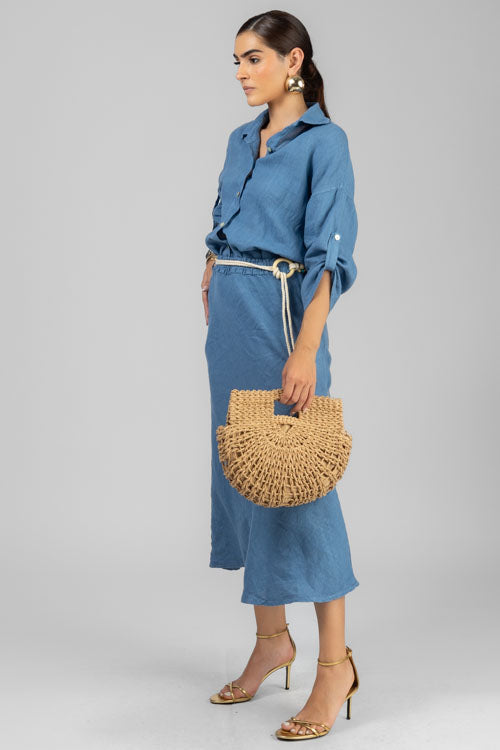 CONJUNTO CAMISA Y FALDA LINO