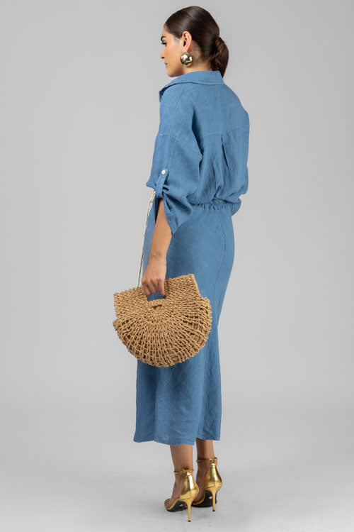 CONJUNTO CAMISA Y FALDA LINO