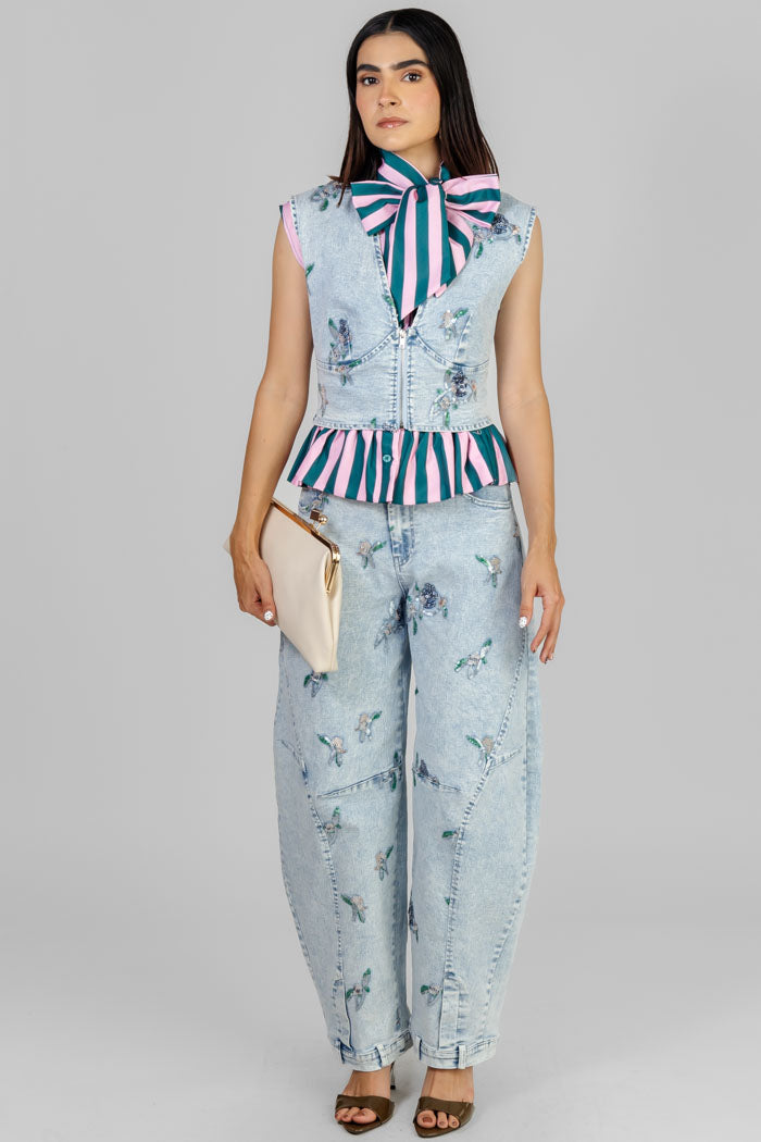CONJUNTO DENIM CON VOLANTES
