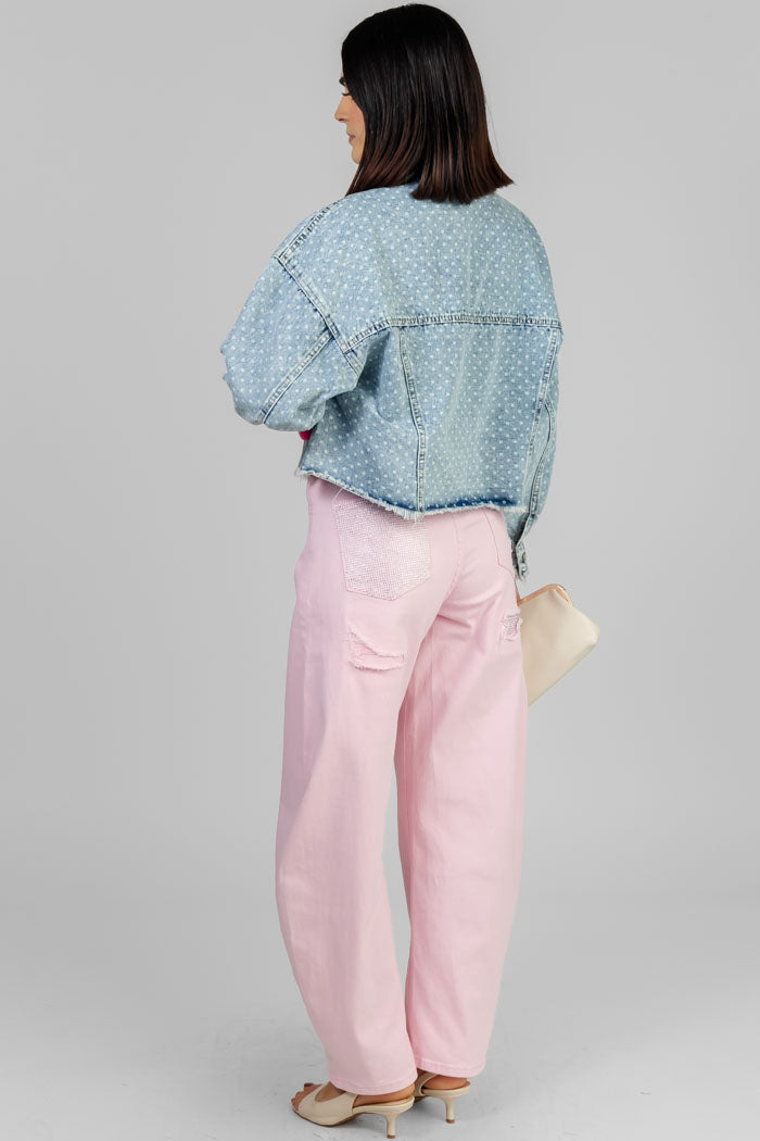 CHAQUETA DENIM ESTAMPADA LENTEJUELAS