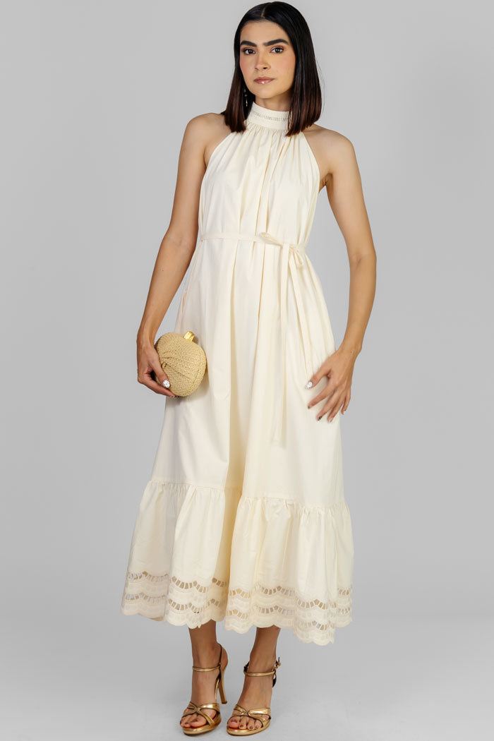 VESTIDO MIDI HALTER CRU
