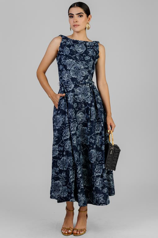 VESTIDO DENIM FLORES BLANCO