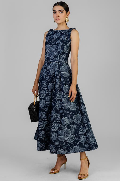 VESTIDO DENIM FLORES BLANCO