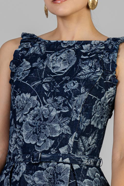 VESTIDO DENIM FLORES BLANCO