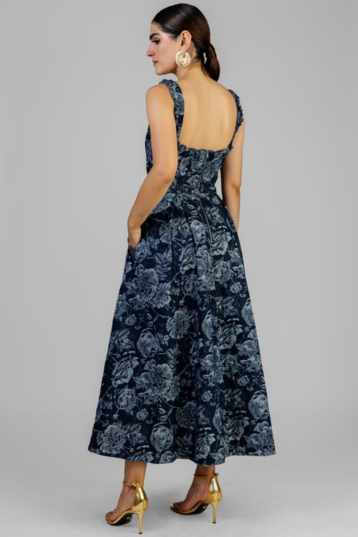 VESTIDO DENIM FLORES BLANCO