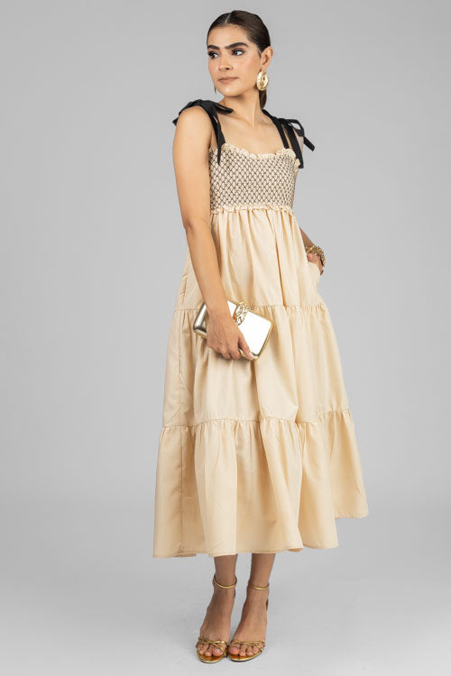 VESTIDO PANELILLO BEIGE