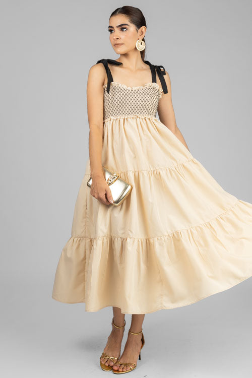 VESTIDO PANELILLO BEIGE