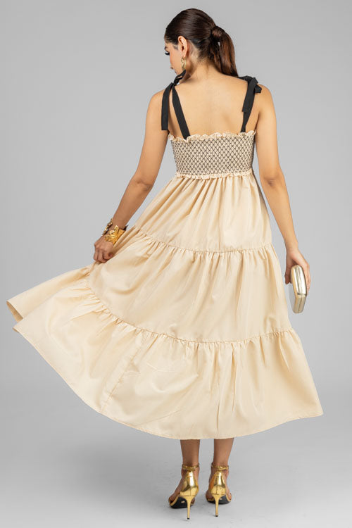 VESTIDO PANELILLO BEIGE