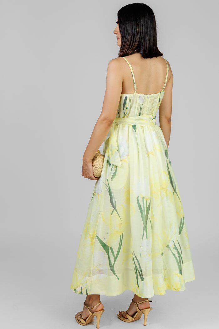 VESTIDO MIDI FLORAL AMARILLO