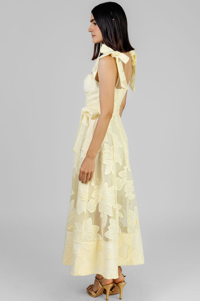 VESTIDO MIDI AMARILLO FLORAL