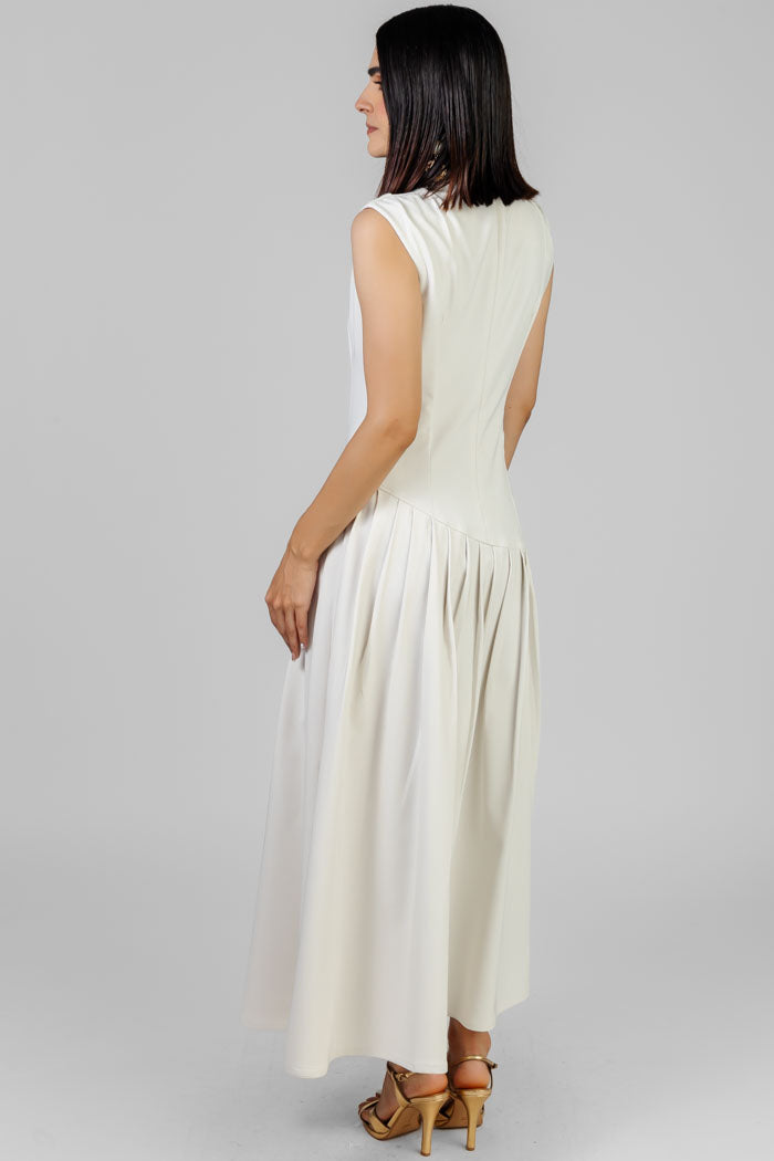VESTIDO MIDI ASIMÉTRICO PLISADO