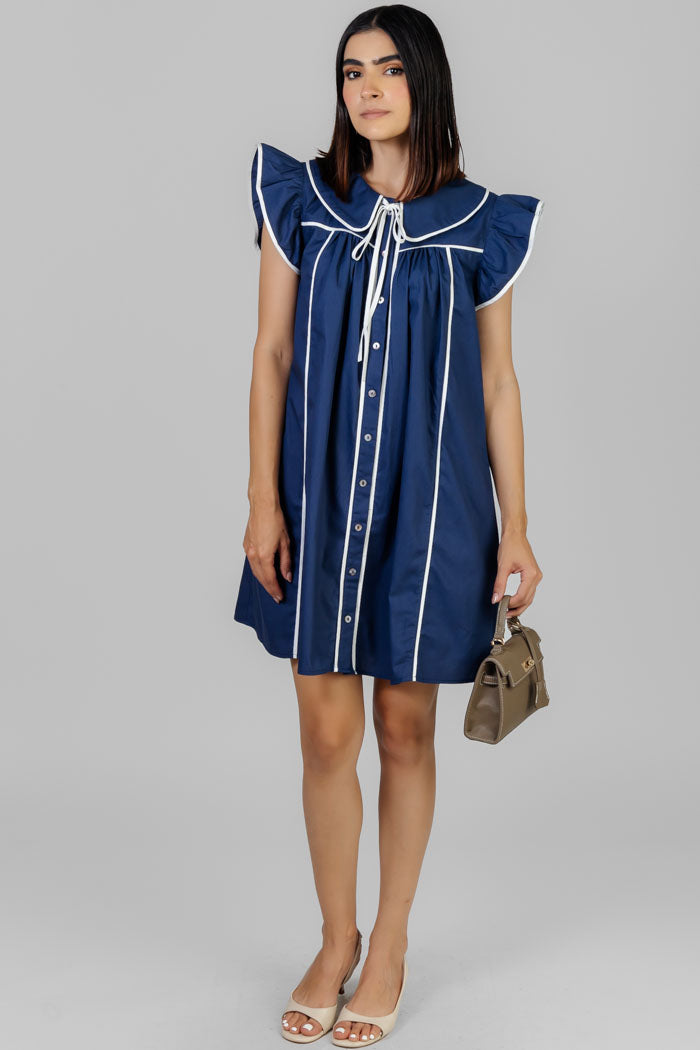VESTIDO AZUL CON VIVOS