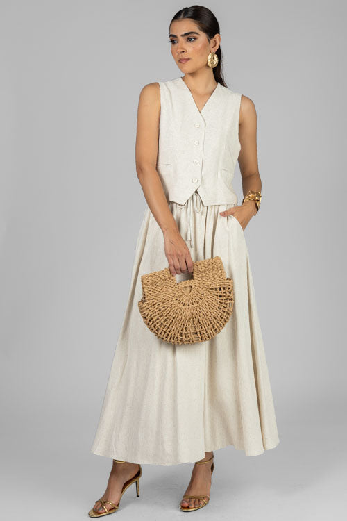 FALDA LINO BEIGE