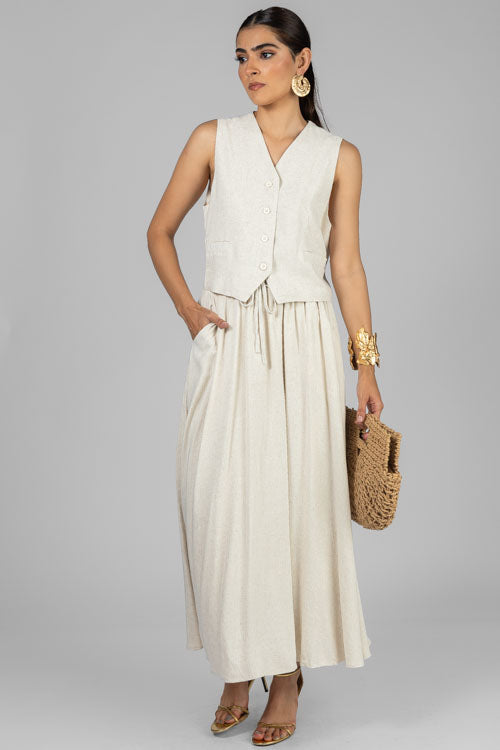 FALDA LINO BEIGE