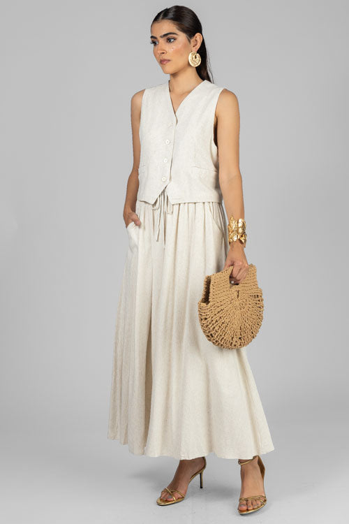 FALDA LINO BEIGE