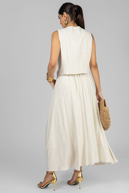 FALDA LINO BEIGE