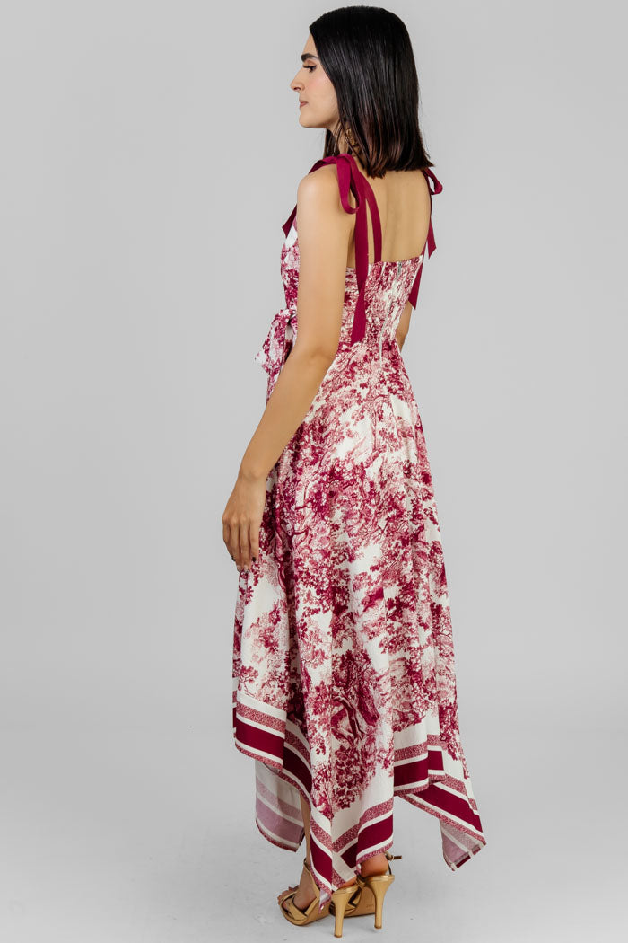 VESTIDO MIDI ESTAMPADO LAZOS