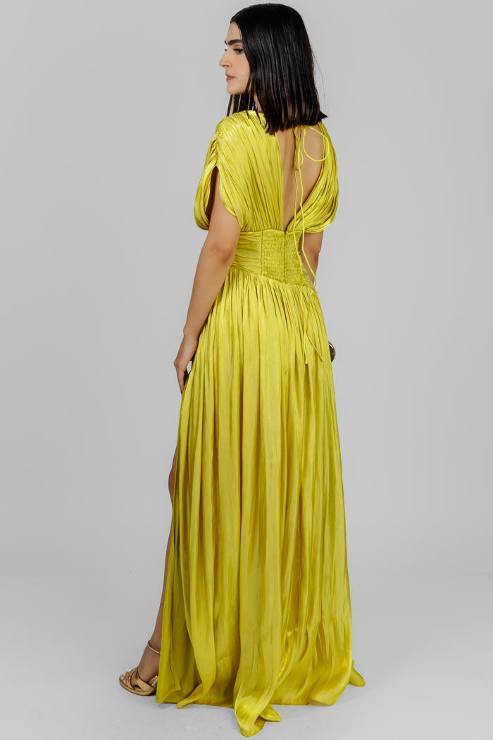 VESTIDO LARGO PLISADO ELEGANTE