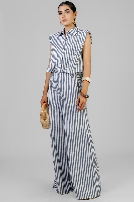 CONJUNTO BLUSA CORTA RAYA