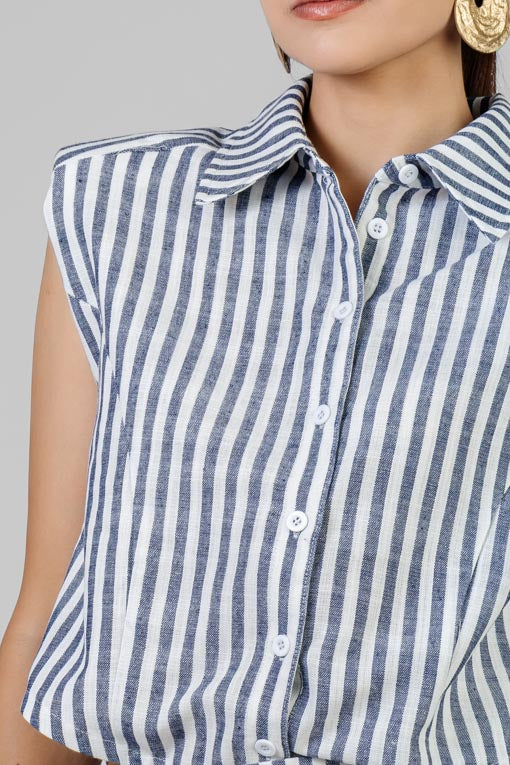 CONJUNTO BLUSA CORTA RAYA