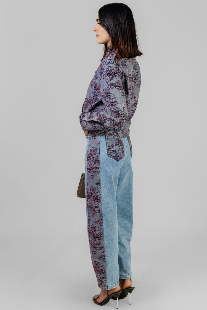 CONJUNTO DENIM BORDADO FLORAL