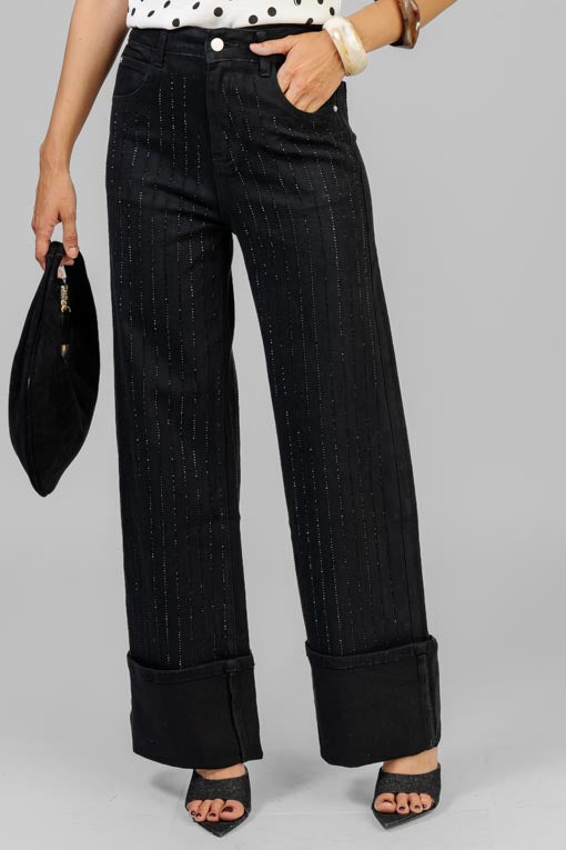 PANTALON NEGRO BRILLOS