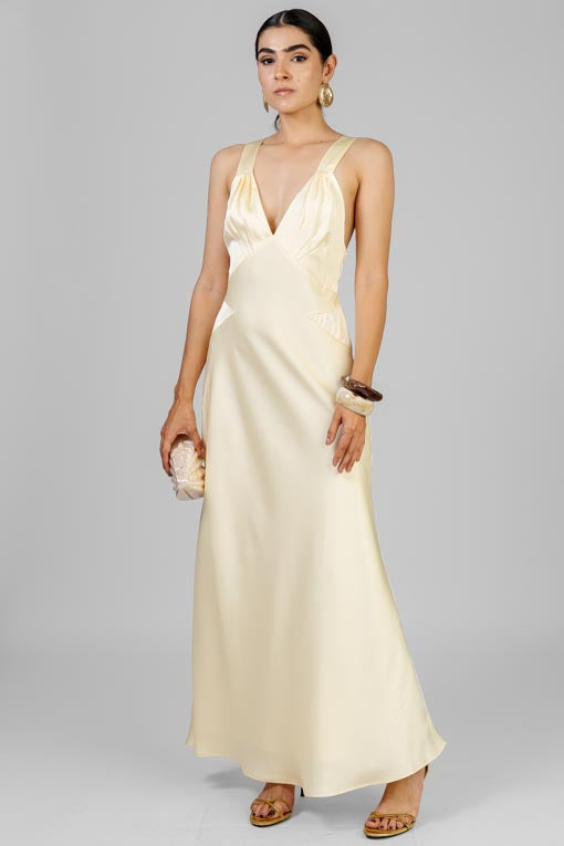 VESTIDO SATINADO AMARILLO