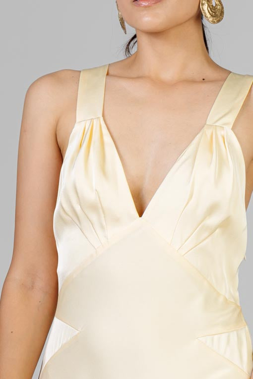 VESTIDO SATINADO AMARILLO