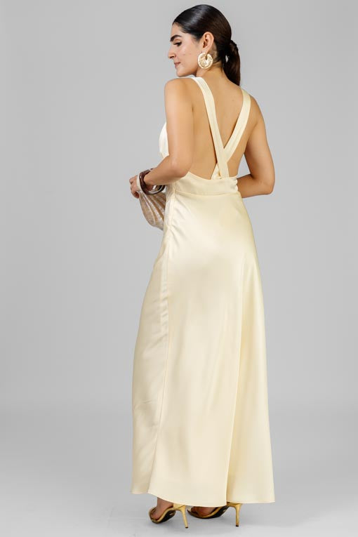 VESTIDO SATINADO AMARILLO