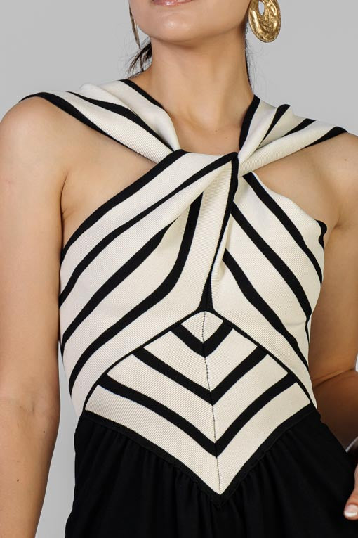 VESTIDO ESCOTE NUDO RAYAS