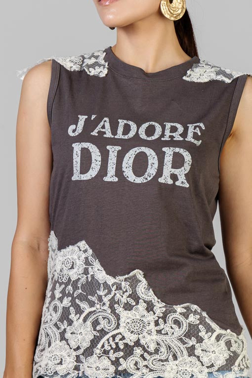PLAYERA GRIS ENCAJE
