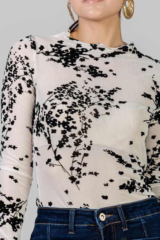 BLUSA MESH FLORES