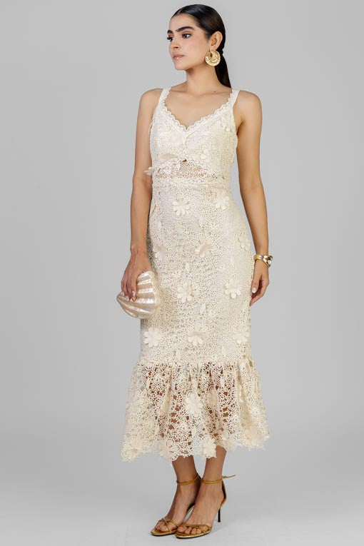 VESTIDO FLORES GUIPUR