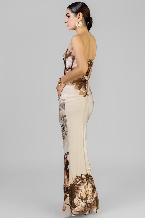 VESTIDO RECTO FLOR CAFE