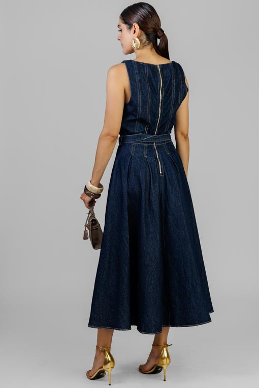 VESTIDO MEZCLILLA PESPUNTES
