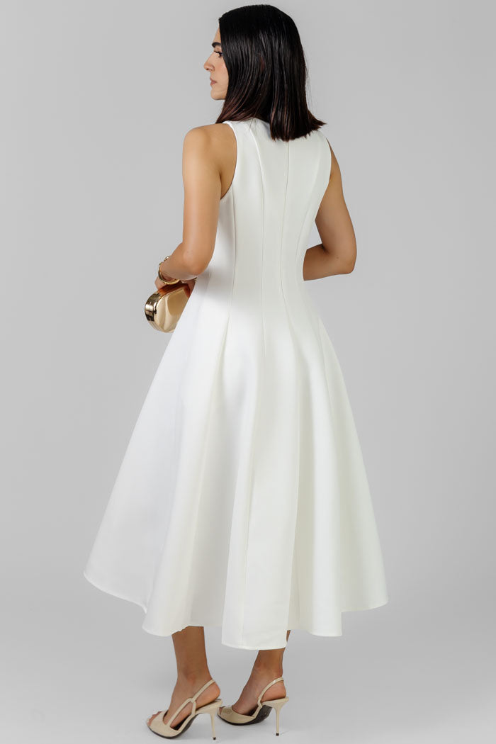 VESTIDO BLANCO MIDI ESTRUCTURADO