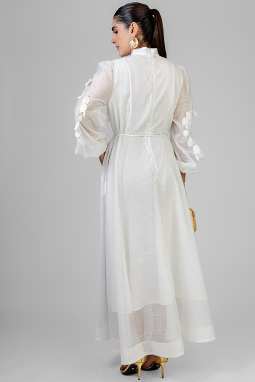 VESTIDO HOJAS BLANCAS
