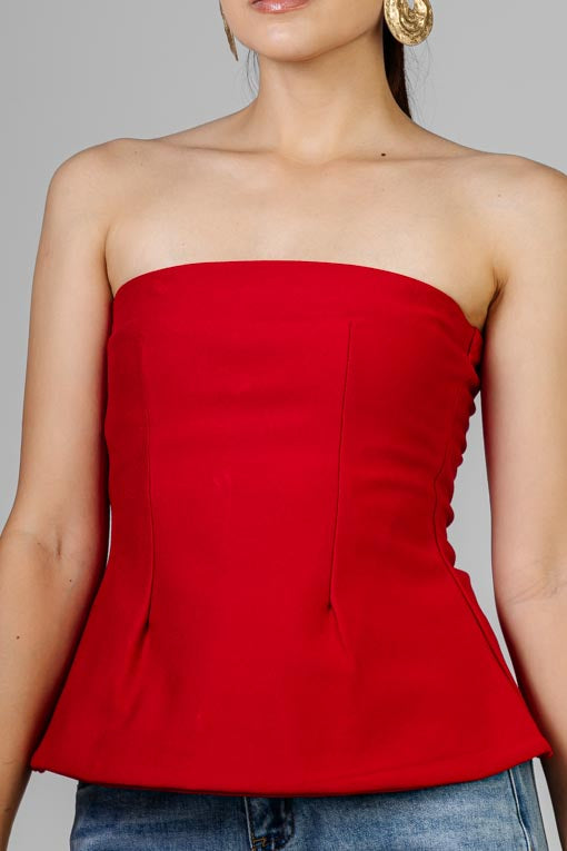 BLUSA STRAPLESS ROJA