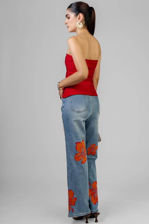 BLUSA STRAPLESS ROJA
